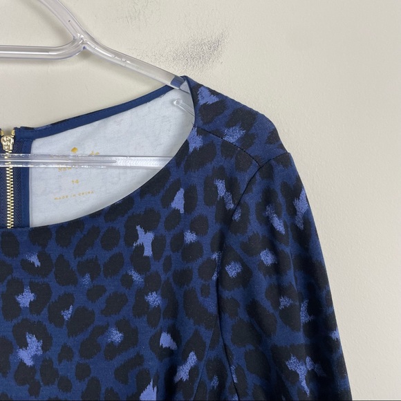 Kate Spade Broome Street Blue Leopard Ponte Dress Size 14 - Picture 5 of 12